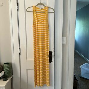 Zara Yellow and White Maxi Dress - Size Small